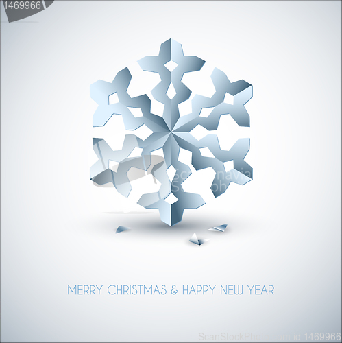 Image of Vector light blue paper christmas snowflake