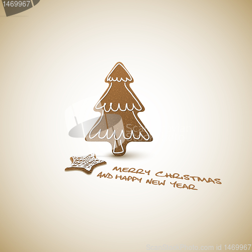 Image of Vector Christmas card - ginger breads with white icing