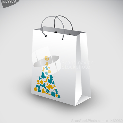 Image of White shopping bag with christmas motive