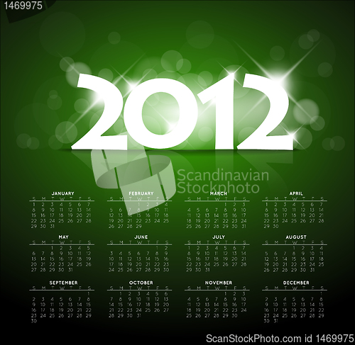 Image of Green calendar for the new year 2012
