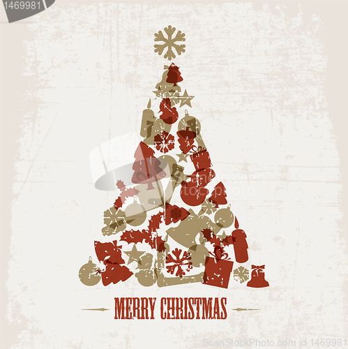 Image of Vintage Vector christmas tree