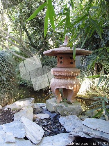 Image of Exotic oriental garden  in greenhouse