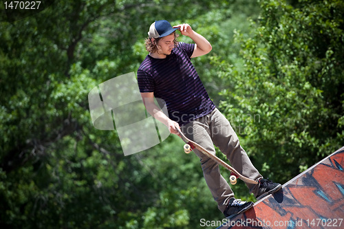 Image of Skater on the Concrete Skate Park Ramp