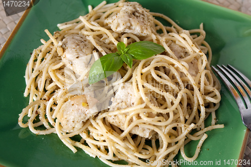 Image of Pasta with Garlic Chicken and Pesto Sauce