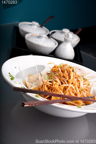 Image of Thai Noodle Dish with Chopsticks