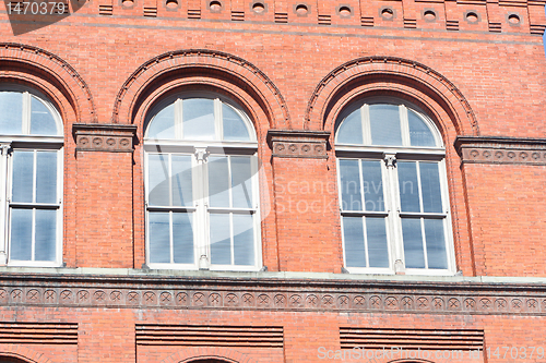 Image of Red Brick Richardsonian Romanesque Building Window