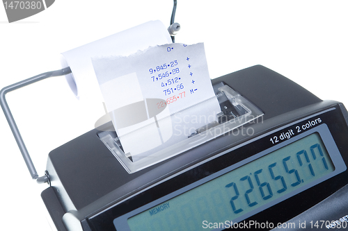 Image of Isolated Adding Machine and Tape with Total