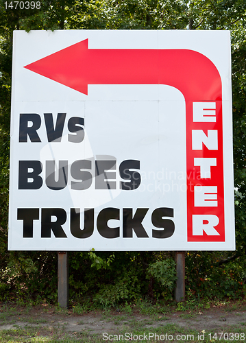 Image of Enter Sign RV Bus Trucks Big Red Arrow Turn