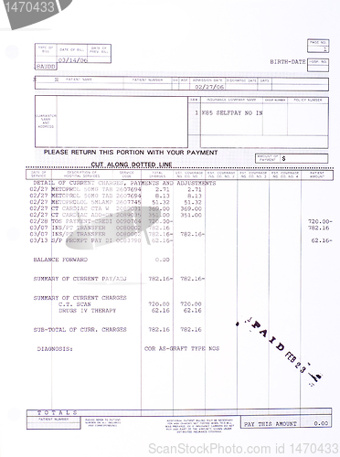 Image of Medical Bill Cardiac CT Scan PAID Health Care