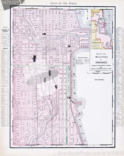 Image of Color Street City Map of Chicago, Illinois, IL USA