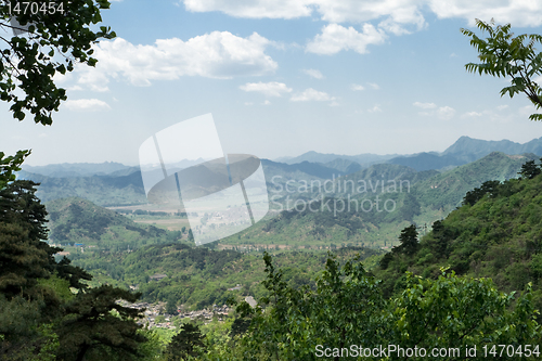 Image of Mountains Blue Sky Beijing, China, from Great Wall