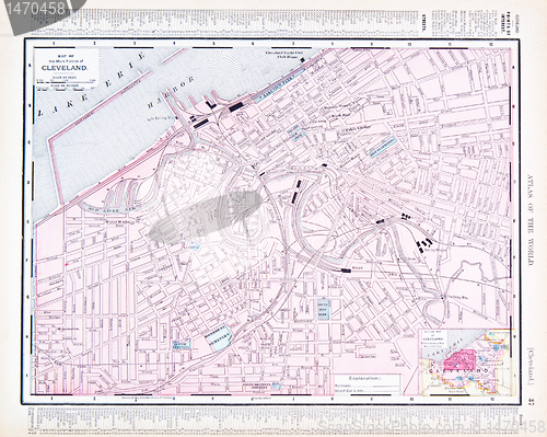Image of Color Street City Map of Cleveland, Ohio, OH, USA