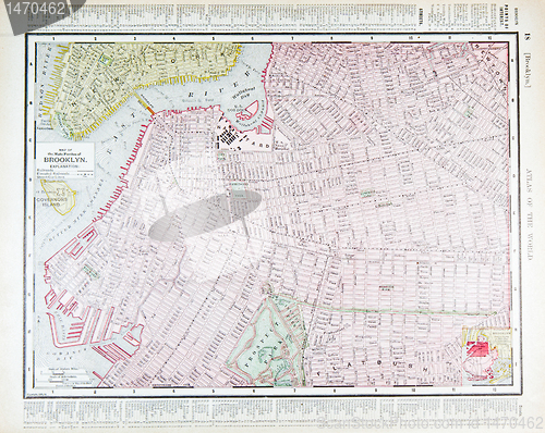 Image of Detailed Antique Street Map Brooklyn, New York, NY