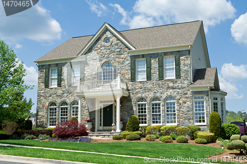 Image of Stone Faced Single Family House Home Suburban MD