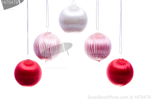 Image of Vintage Christmas Balls Striped Hanging Isolated