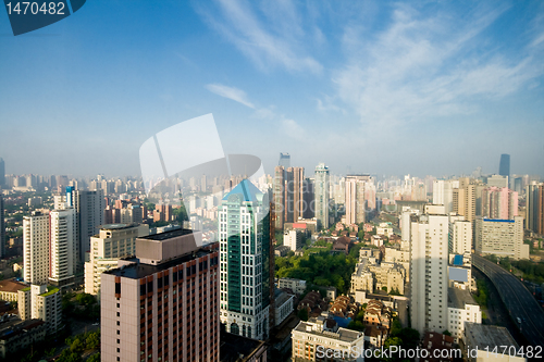 Image of Shanghai, China Skyline, Blue Sky Haze Pollution