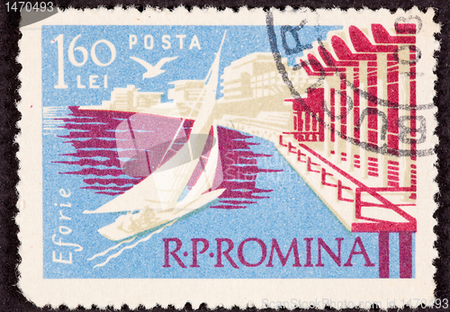 Image of Stamp Sailboat Sailing Eforie, Romania Black Sea