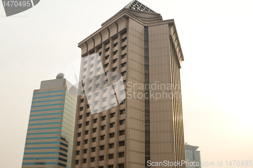 Image of Modern Office Buildings Beijing China Pollution