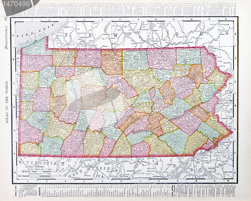 Image of Antique Map Pennsylvania PA United States USA