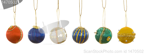 Image of Vintage String Christmas Balls Hanging Isolated