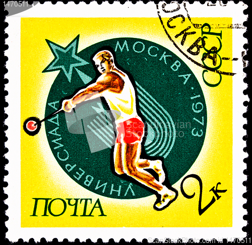 Image of Soviet Russian Man Throwing the Hammer Throw 