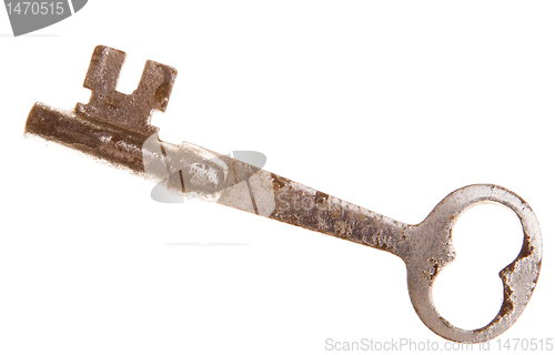 Image of Old Skeleton Key Isolated on White Background 