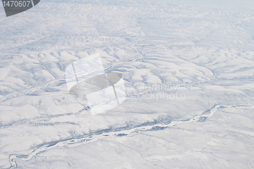 Image of Snow Covered Verkhoyansk Mountains Olenyok River Aerial Northern
