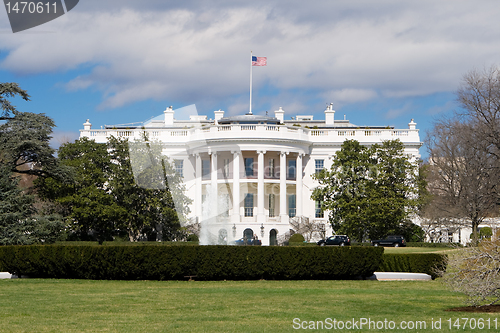 Image of White House South Lawn Blue Sky Washington DC