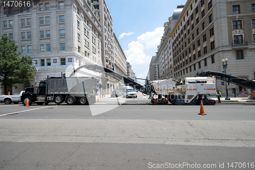 Image of Street Workers Machines Stripping Road Washington