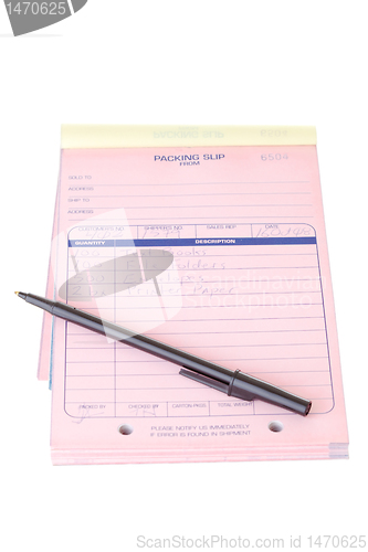 Image of Pink Packing Slip List Pen Pad Isolated White