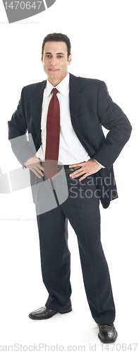 Image of Caucasian Business Man In Suit Standing, Full Body, Isolated Whi