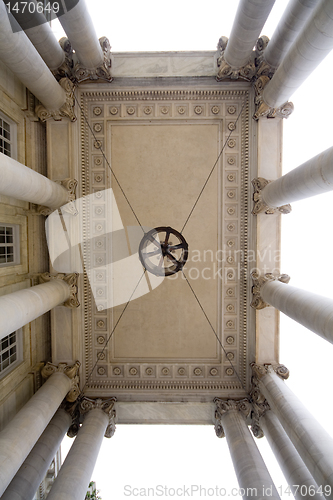 Image of Underside Neoclassical Roof White Marble Pillars
