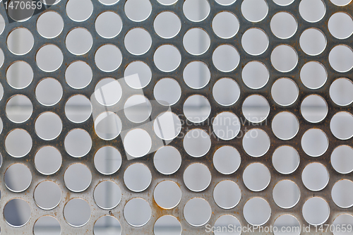 Image of Full Frame Shiny Silver Metal Mesh Grid With Holes