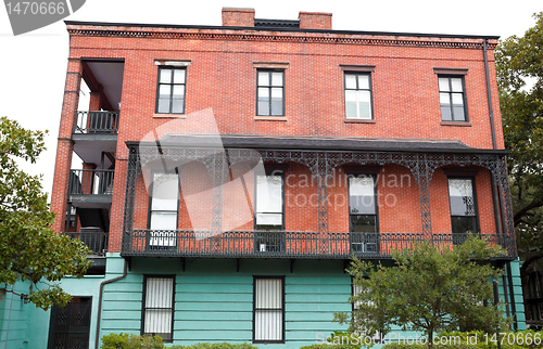 Image of Italian Renaissance Style House, Victorian Wrought Iron Balcony,