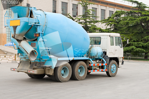 Image of Blue Chinese Cement Truck, Beijing, China