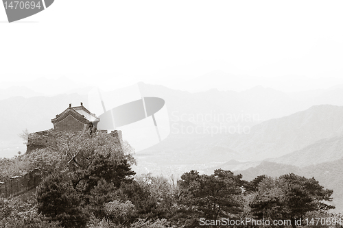 Image of Guard Tower Mutianyu Great Wall Mountains Beijing
