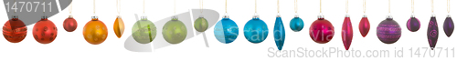 Image of Hanging Rainbow Christmas Ornaments Isolated White