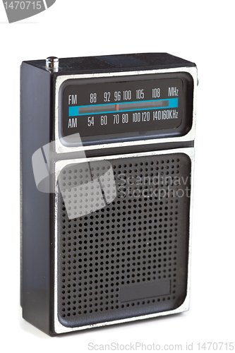 Image of XXXL Vintage Black Plastic Radio Chrome Isolated White Backgroun