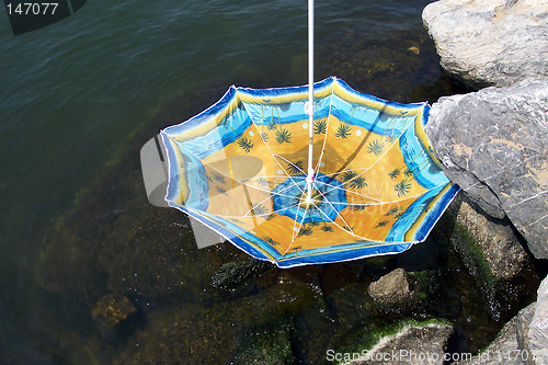 Image of umbrella in river