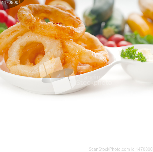 Image of golden deep fried onion rings 