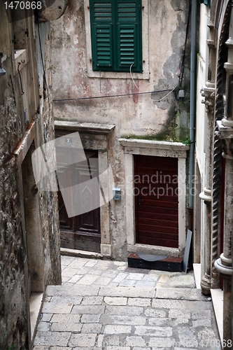 Image of Narrow and old street in Sibenik city, Croatia