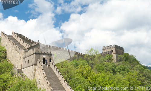 Image of Mutianyu Great Wall, Blue Sky, Near Beijing, China