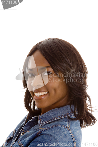 Image of Smiling Black African American Woman Isolated