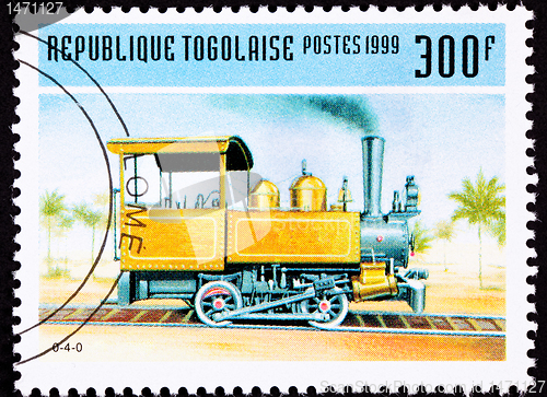 Image of Canceled Togo Postage Stamp Old Railroad Steam Engine Locomotive