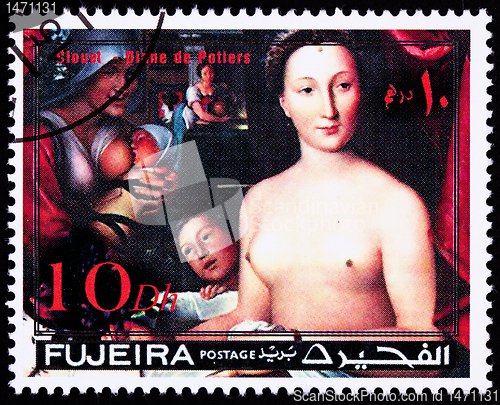 Image of Fujeira UAE Stamp Painting Clouet, Diane de Poitiers, Nude