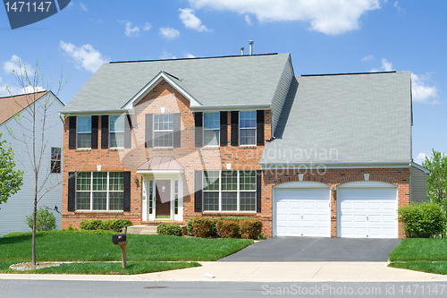 Image of Single Family Home Front View Brick Suburban MD