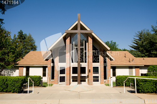 Image of Outside of a Modern Church Big Cross