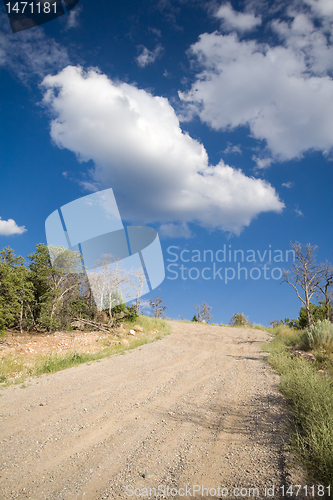 Image of Dirt Road Hill Outside Santa Fe New Mexico Sky