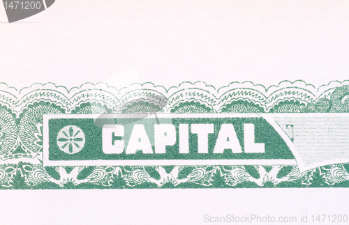 Image of Old American Stock Certificate Word Capital USA