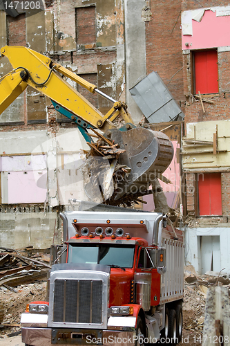 Image of Front End Loader Dropping Scrap Materials Truck